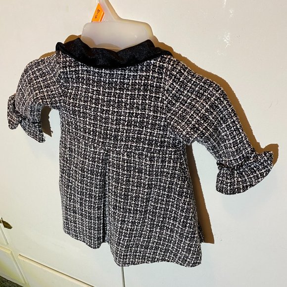 Nannette 2pc. Baby Girl Black & White Coat / Red Dress & Black Shoes - Picture 6 of 15